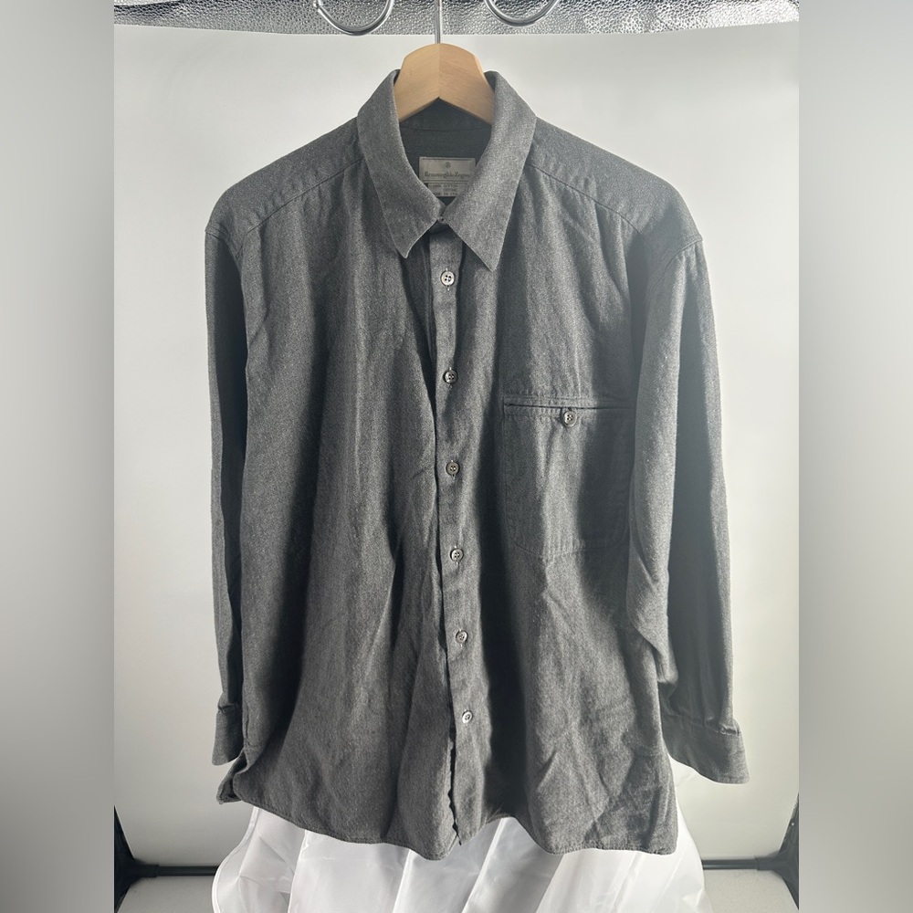 Zegna grey cotton button up shirt